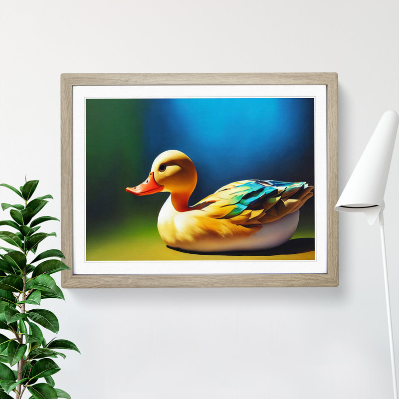 Enthralling Duck - Single Picture Frame Print, 34cm H x 46cm W x 2cm D, Oak 