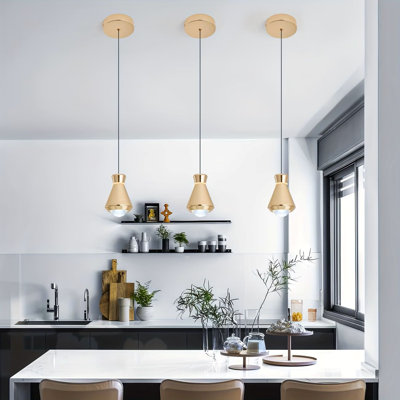 Mini luminaires suspendus dorés - Abat-jour acrylique en métal - Luminaire suspendu moderne à DEL - Petits luminaires suspendus pour la cuisine de couloir de chambre à coucher - Luminaire suspendu au-dessus de l'évier