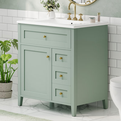 Solid Wood Bathroom Vanity Green