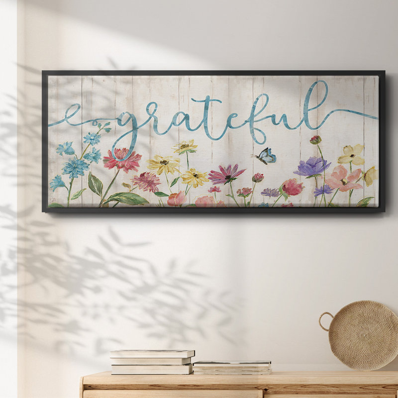 Grateful Wildflowers- Framed Canvas, 12" H x 30" W