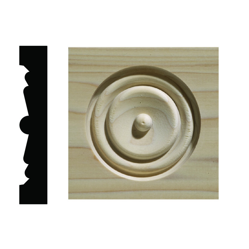 Unfinished White Hardwood Corner Block Moulding for Doors and Windows