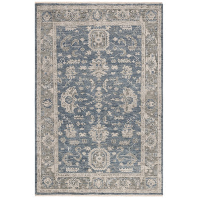 Oriental Hand-Knotted Blue / Grey Area Rug