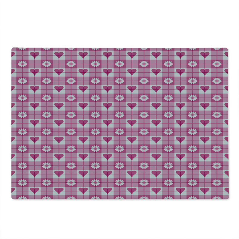Ambesonne Abstract Cutting Board Large Size Heart and Flowers Petals Pale Pink and Magenta
