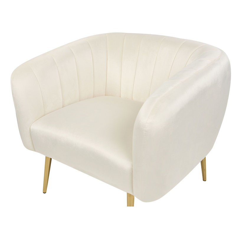 Jairo Velvet Barrel Chair, Beige Velvet