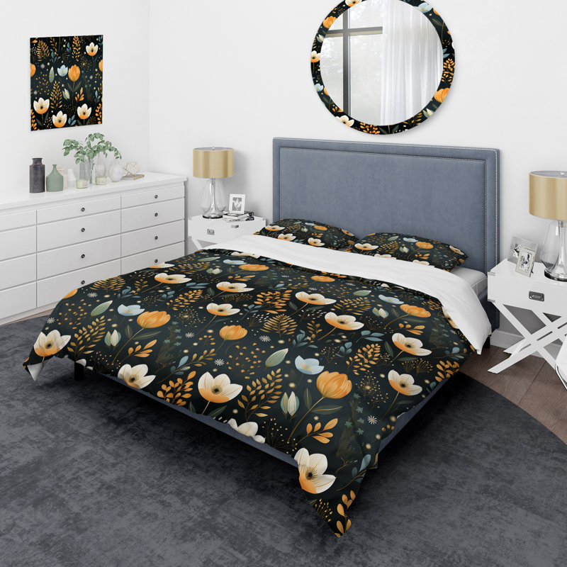 Ensemble de housse de couette à motif floral Coastal Serene, Housse de couette pour grand lit et 2 taies décor