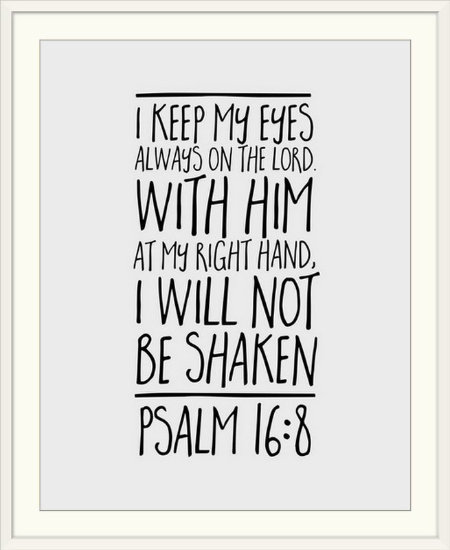 « psalm 16:8-scripture art », art textuel, H 23 po x l 20 po x P 1 po, Cadre blanc