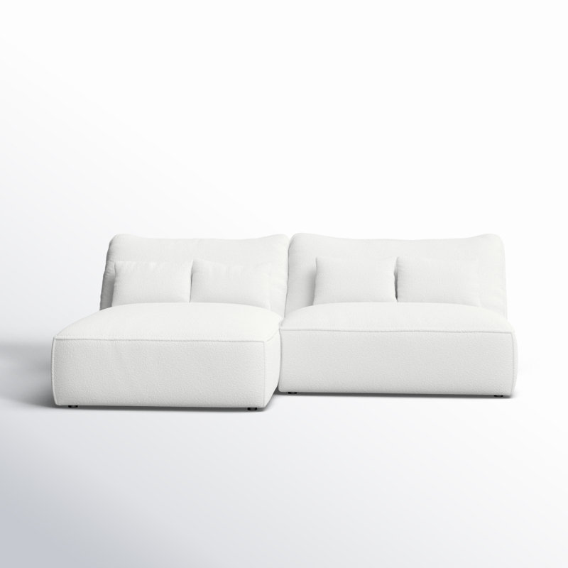 Alston 2 - Piece Modular Upholstered Chaise L-Sectional, White Polyester