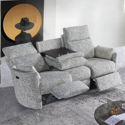 Callendale Power Reclining 3-Seater Sofa With Drop Down Table, Cup Holders, Dual USB & Type-C Ports
