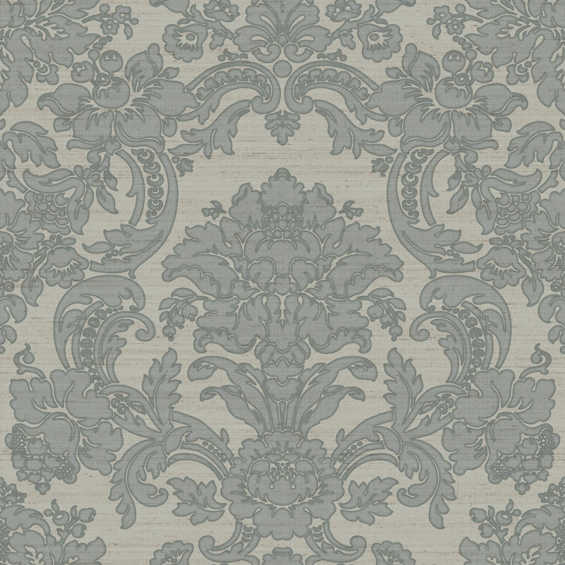 Italian Silks and Damasks 10.05m x 53cm Textured Wallpaper Roll, Blue