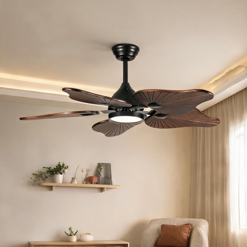 Ventilateur de plafond ABS + acier (Q235) + bois + PVC pour la chambre à coucher et le salon, 15 pi, avec télécommande