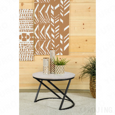 White And Black Round Marble Top Coffee Table