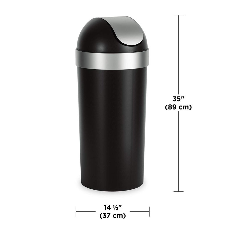Umbra Black and Silver 16-Gallon Swing-Top Trash Can