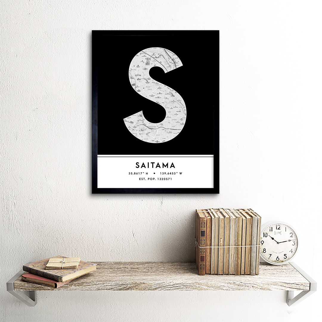 Saitama Japan City Map - Single Picture Frame Typography