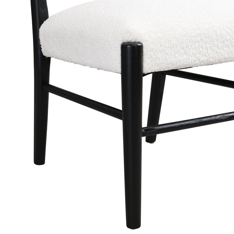 Chaise d'appoint rembourrée Deeann, Beige bouclé / noir