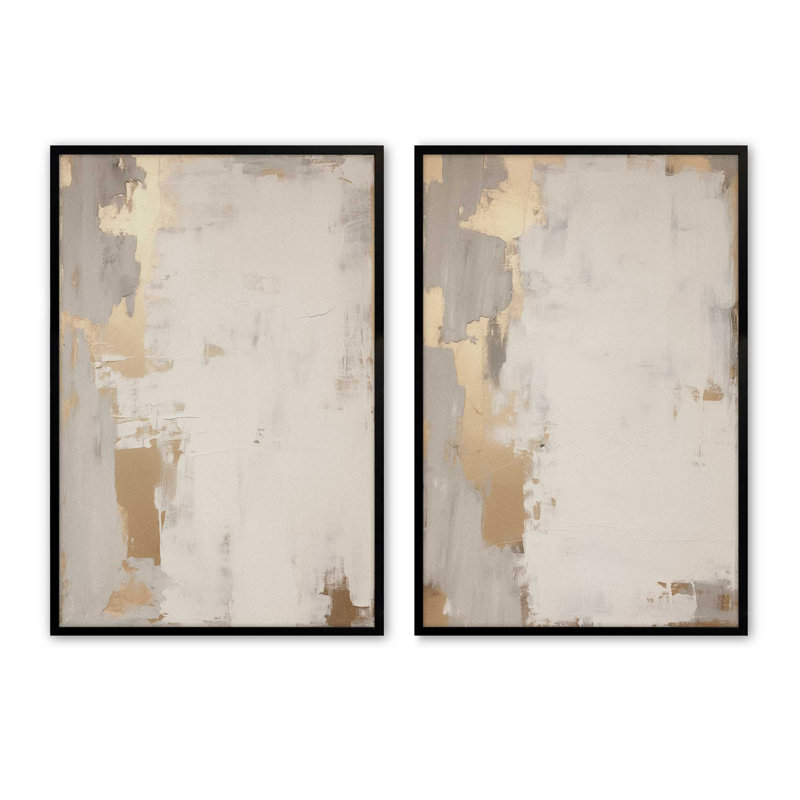 Golden Haze, ensemble de 2 impressions,, Noir satiné, H 21 po x l 34 po
