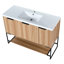 Commode de salle de bain autoportante 48 po avec lavabo en résine et tiroir - porte de finition