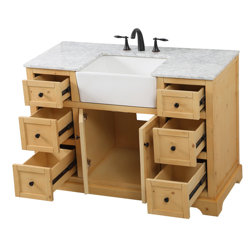 Ensemble de meuble-lavabo simple 48 po Pardue, Bois naturel