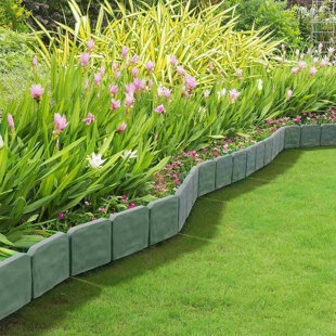 20 Pcs Cobbled Stone Effect Plastic Garden Lawn Border Edging