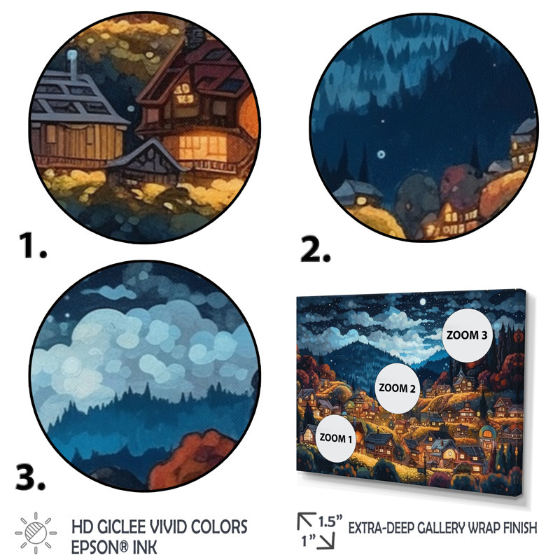 Petit village alpin de Steadham en automne I, H 12 po x l 20 po x P 1 po, Toile tendue