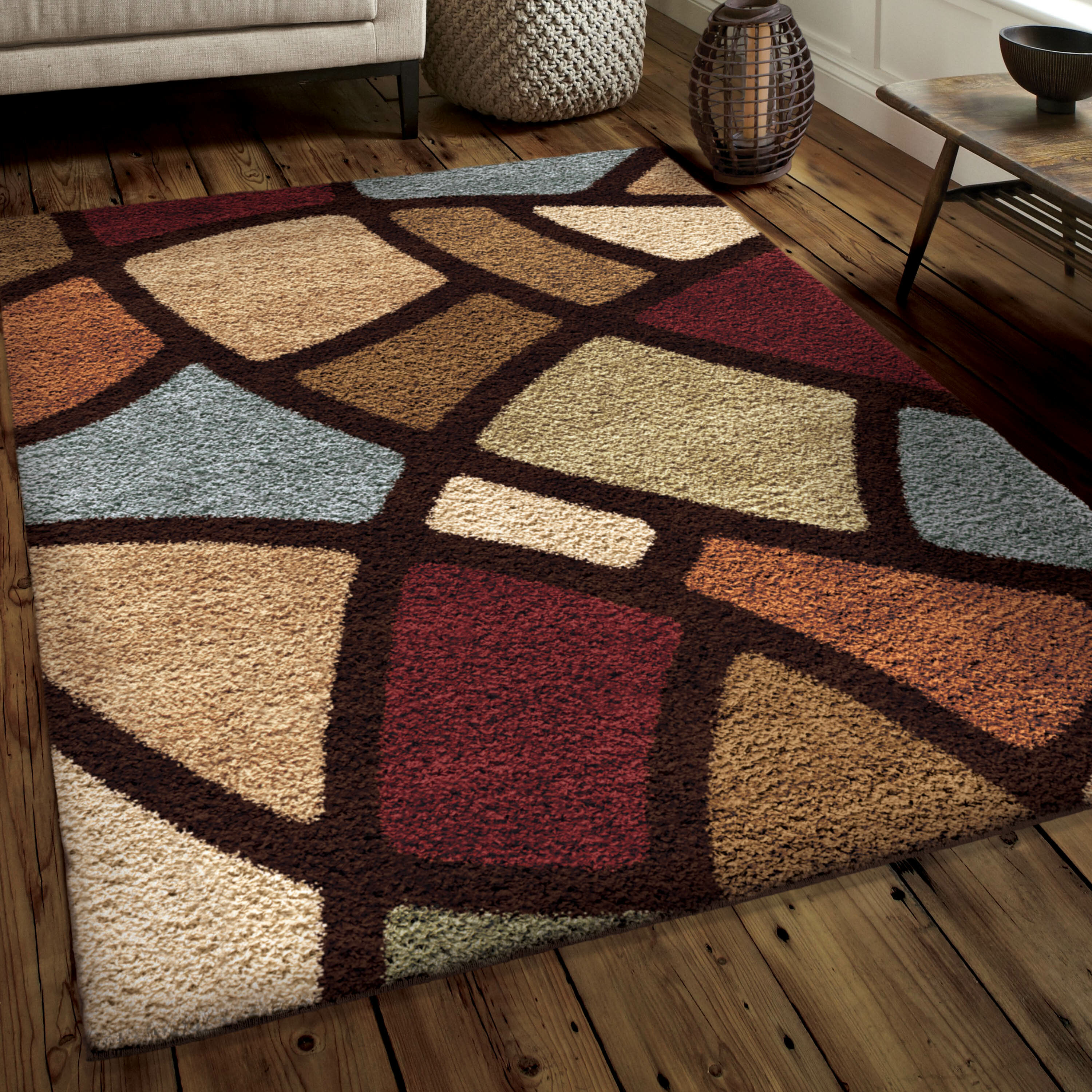 Threadbind Impressions Shag Geometric Multi Shag Area Rug & Reviews ...