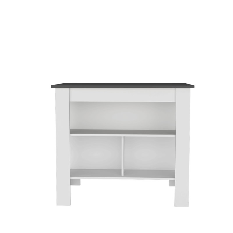 Courson Kitchen Island 2-Tier Shelf 40" Width And Large Work, White, Light Oak