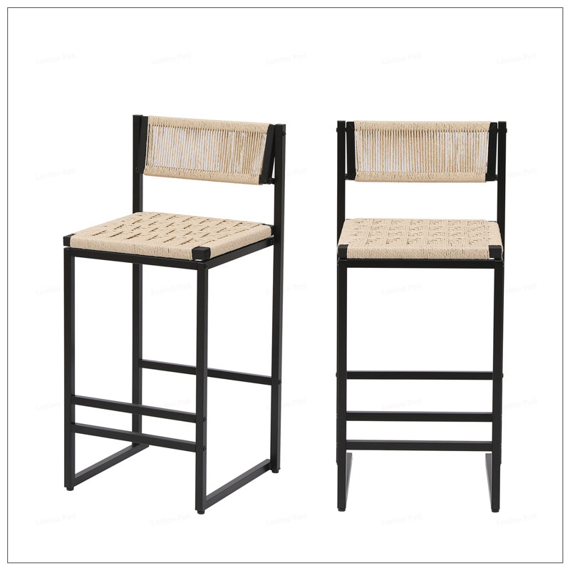 2 tabourets de bar tissés, Blanc