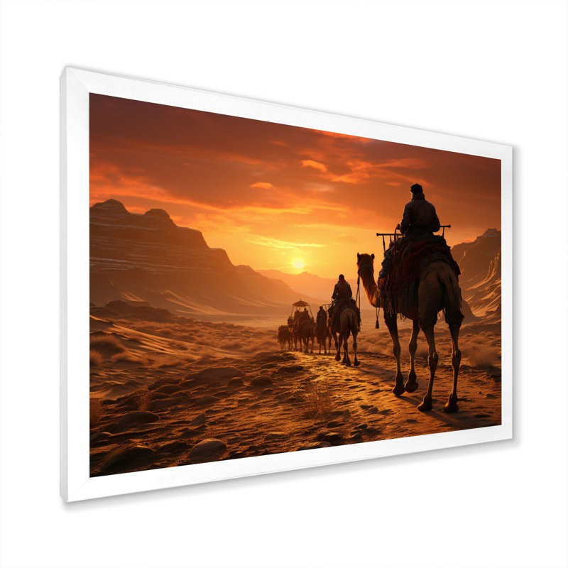 Asian Art Silk Road, reproduction d'art sur toile encadrée, H 24 po x l 32 po x P 1 po, Cadre photo blanc