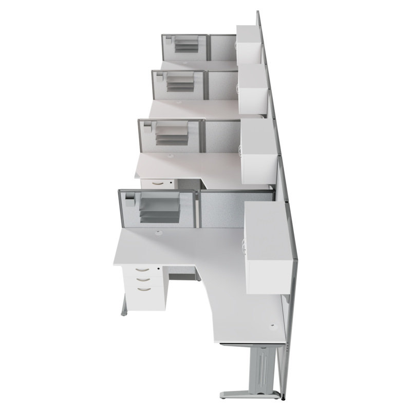 Poste de travail à panneau en forme de L pour 4 personnes 63H x 129W Regency, blanc pur, White
