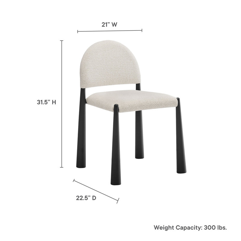 Hayley Upholstered Fabric Dining Side Chair, Cream, Black