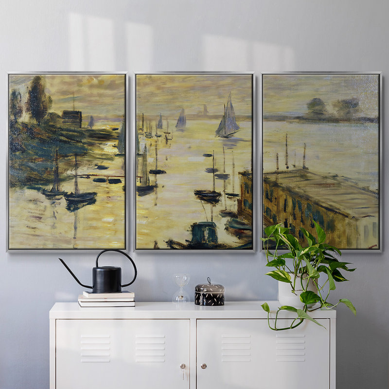 " The Basin Of Argenteuil, 1874 " 3 - Pieces, 24" H x 48" W x 2" D, Silver