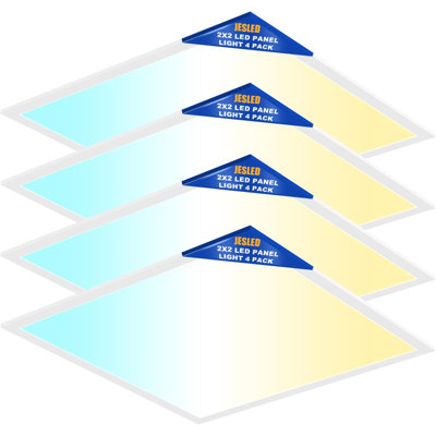  2x2 Led Flat Panel Light, 6000lm, 150lm/w, 15w/20w/25w/30w/40w Selectable, 5cct Switchable,drop Ceiling Lights Fixture For Office Kitchen Basement Laundry Etl Listed, 4pack