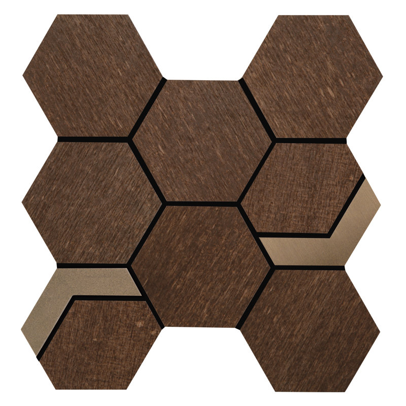 Native Rock 3.5" X 3.5" Porcelain Metal Look Tile Hexagon Mosaic Sheet, Bronze Gold