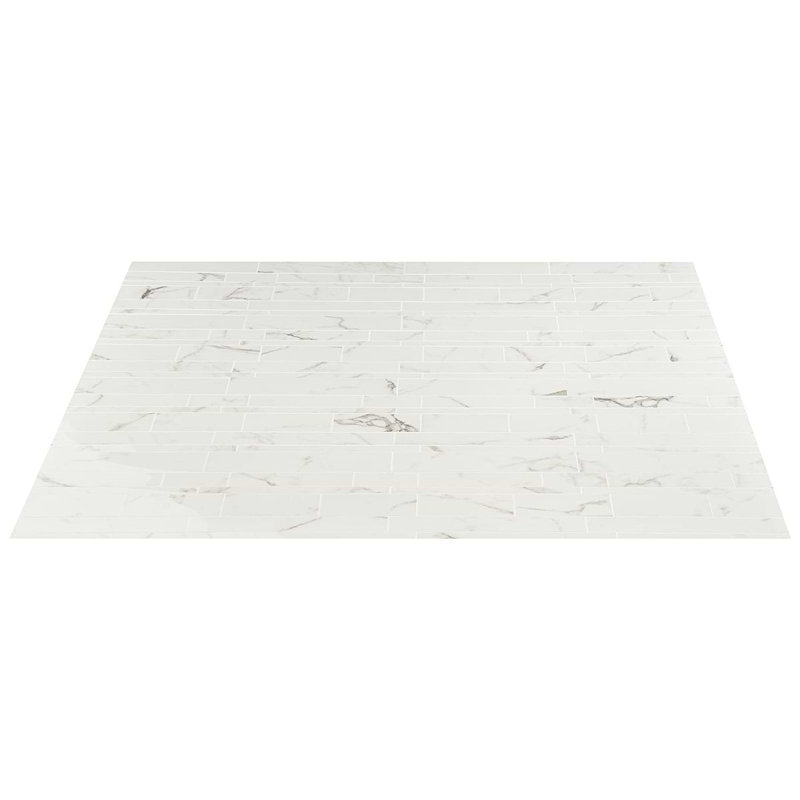 Dreamstone Railroad Porcelain Mosaic, Statuario Venato Polished