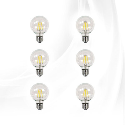 Ampoules sphériques transparentes à DEL, à intensité variable (blanc froid, 4 W)