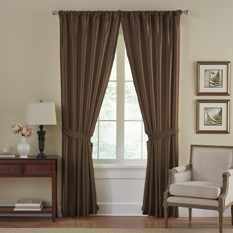 Mahoe Blackout Single Curtain Panel, 52" W x 84" L, Chocolate