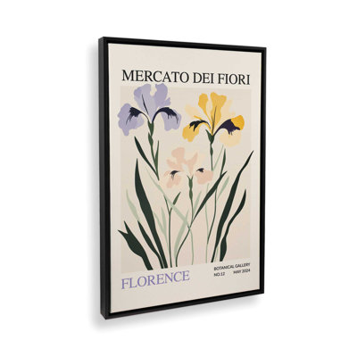 Florence Flower Market Canvas Print in a Black Frame, 18" X 12"