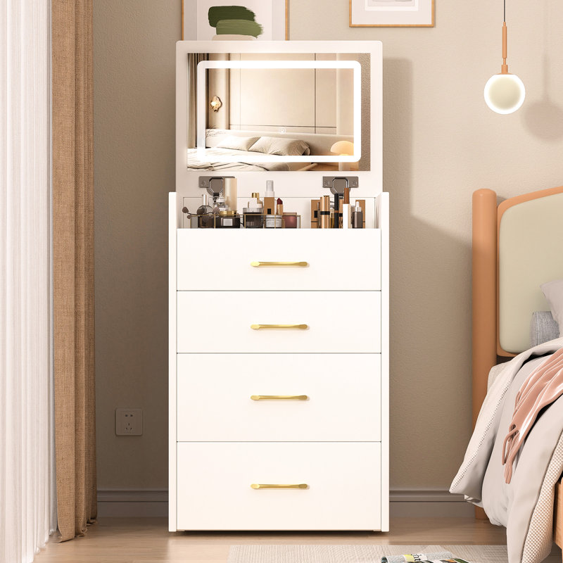 Coiffeuse 3 en 1, bureau de chambre blanc avec tiroirs et rangement abondant de style américain pour -