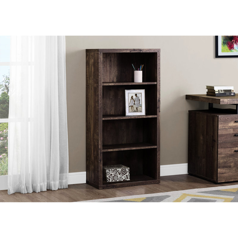 Bibliothèque brune avec 5 tablettes, style moderne pour l'espace de vie et le bureau, bureau de rangement supplémentaire en brun, tablettes réglables spacieuses
