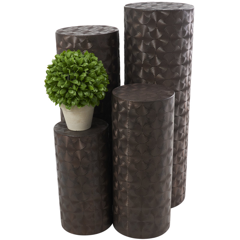 Radomil Iron Pedestal End Table Set