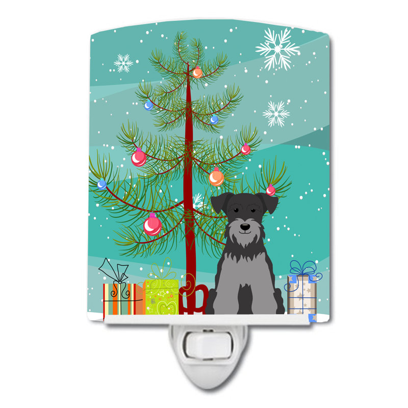 Éclairage de nuit en céramique et arbre de noël beagle, Schnauzer miniature noir / argent