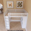 Lit mezzanine double blanc avec grandes tablettes, bureau et lumière DEL blanche-2040362453-2040362450