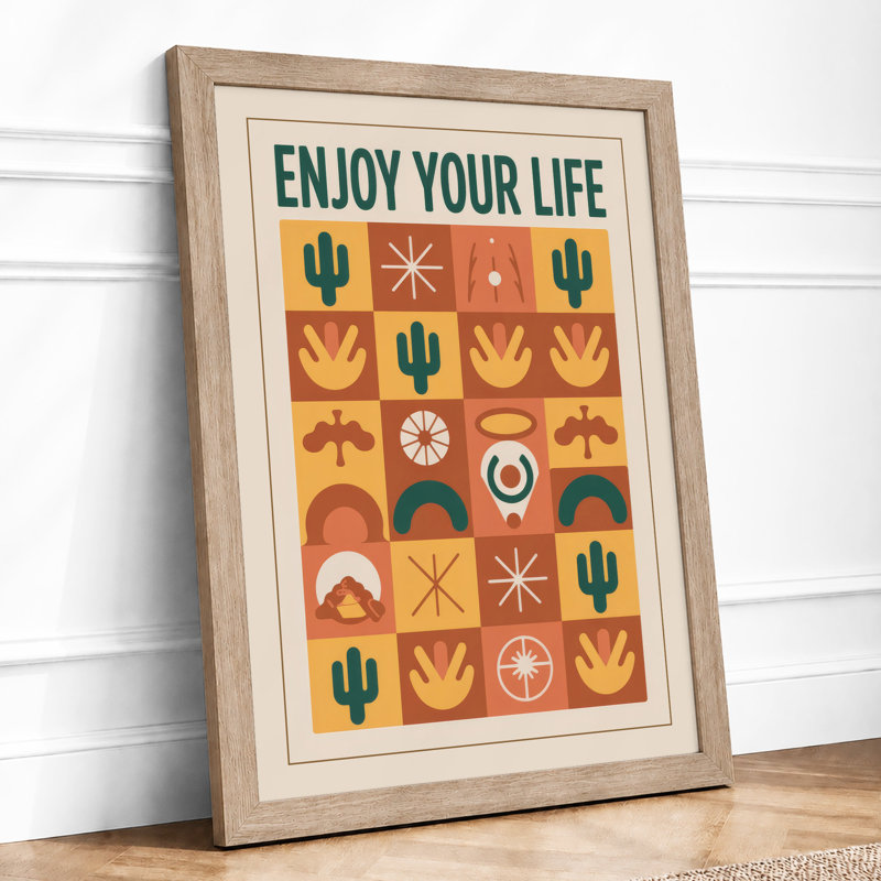 Desert Motifs Poster Retro - Framed Print, A2 - 59.4 x 42.0 cm, Oak
