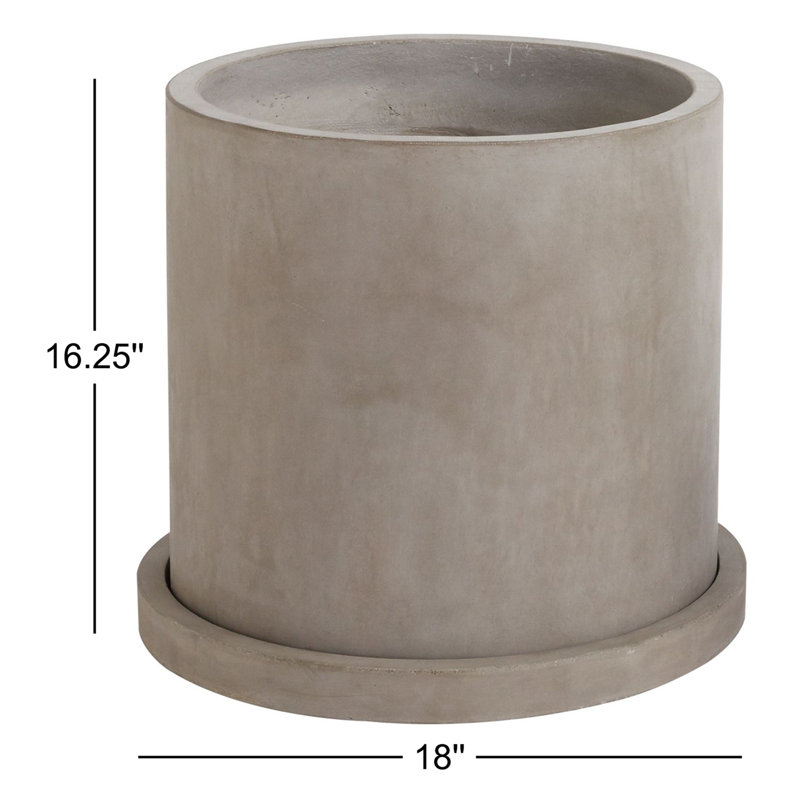 Pot à fleurs en béton Lemont, H 16,25 po x l 18 po x P 18 po