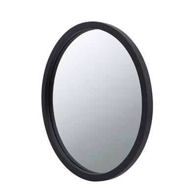 20" X 20" Circle Wall Mirror With Wooden Frame And Finish, Wall Mirror For Living Room, Dining Room, Foyer, Bathroom, Office
