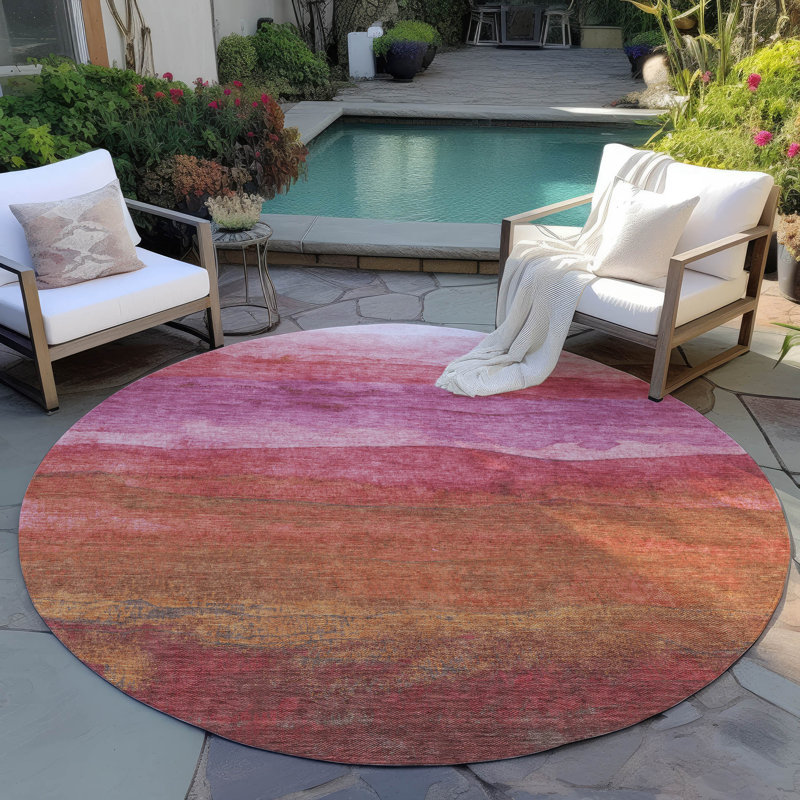 Tapis intérieur / extérieur rose Elien, 2 pi 6 po x 3 pi 10 po