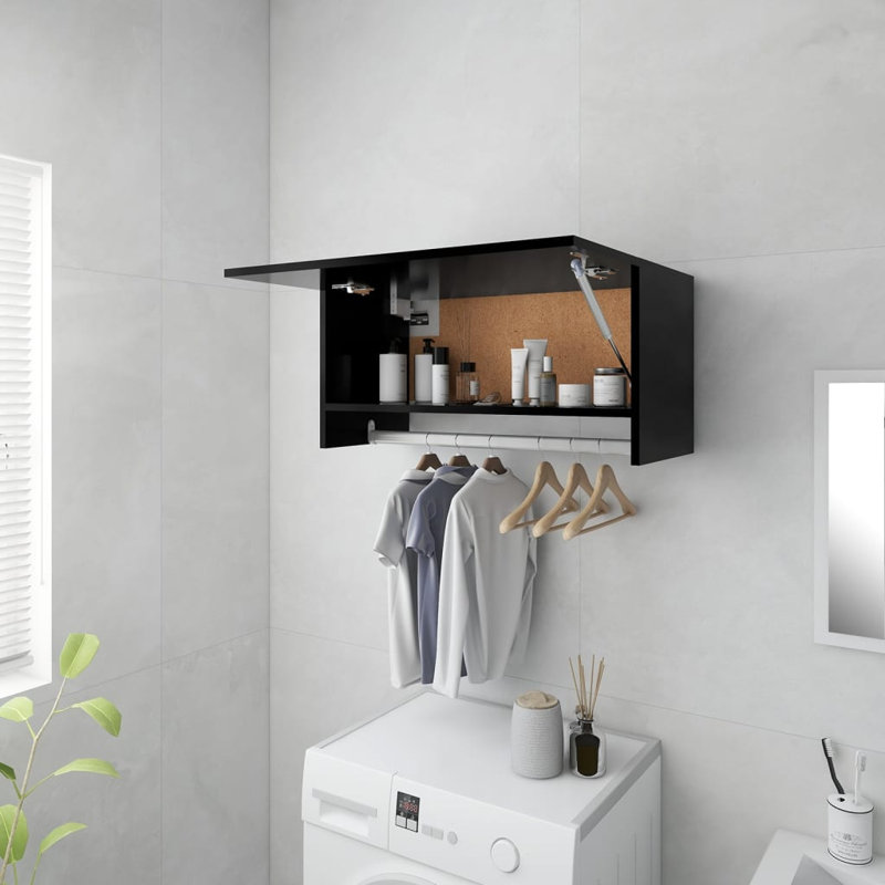 Ayanle 1 Door Wardrobe, Black, 35cm H x 70cm W x 32.5cm D