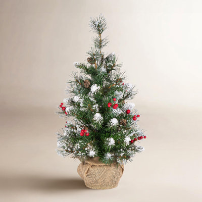 24" Pre-Lit Burlap Tree in Pot