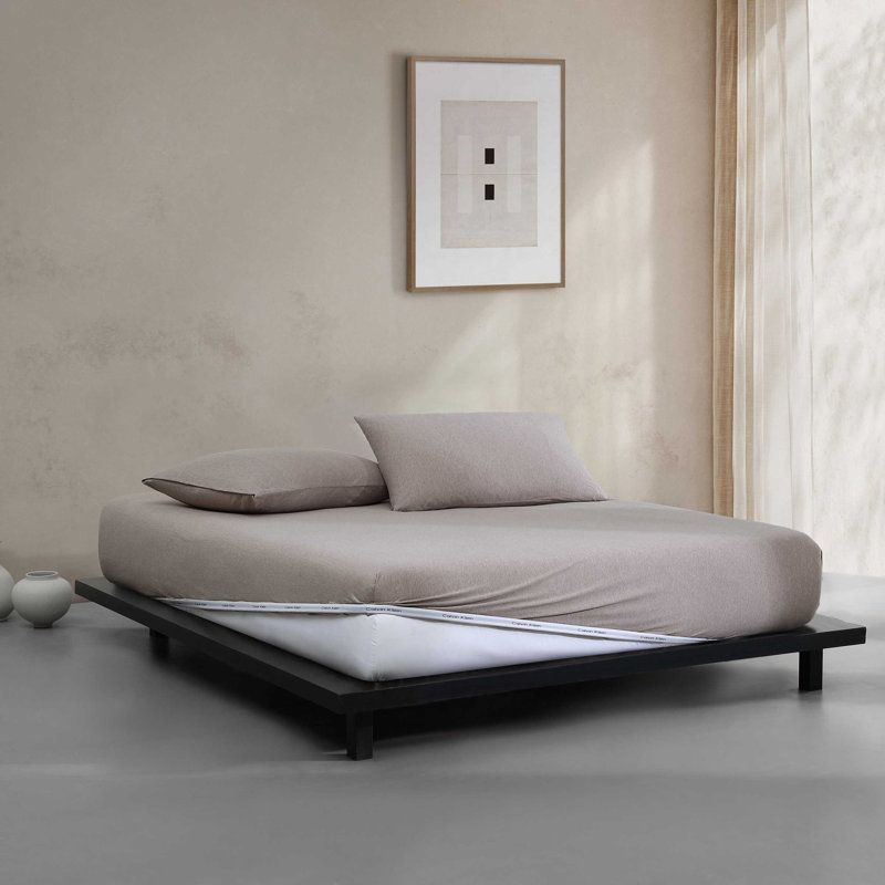 Ensemble de draps 4 pièces Calvin Klein, Ensemble de draps et de 2 taies d'oreiller pour tr, Brun