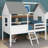 Emera Low Loft House Bed With Guardrails-1659283528