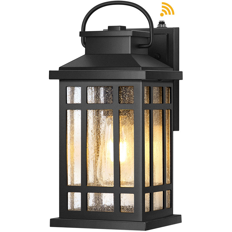 Anti-Rust Black Outdoor Wall Lights, Dusk to Dawn Outdoor Lighting with Tempered Sleed Glass